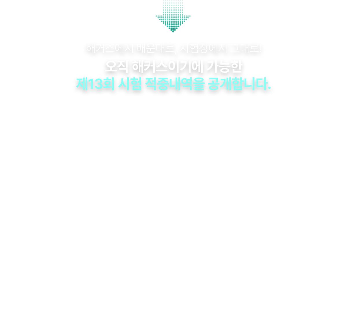 제 13회 시험 적중내역을 공개합니다.