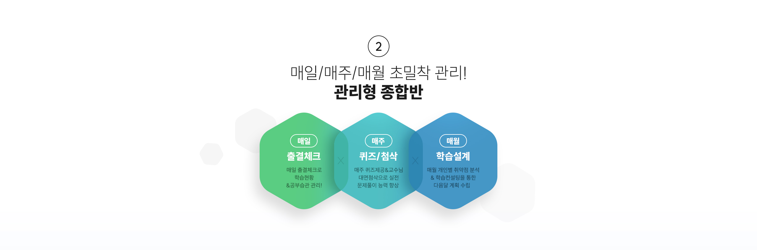 매일/매주/매월 초밀착 관리! 관리형 종합반