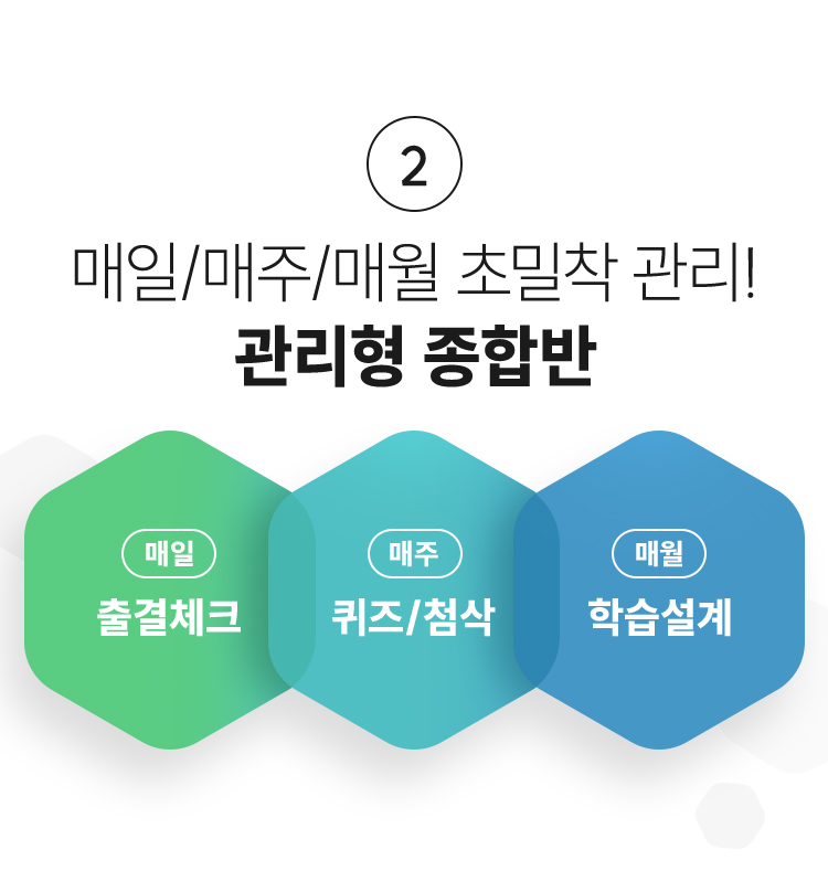매일/매주/매월 초밀착 관리! 관리형 종합반
