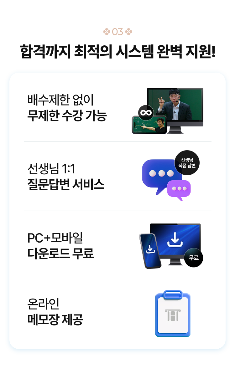 합격까지 최적의 시스템 완벽 지원!