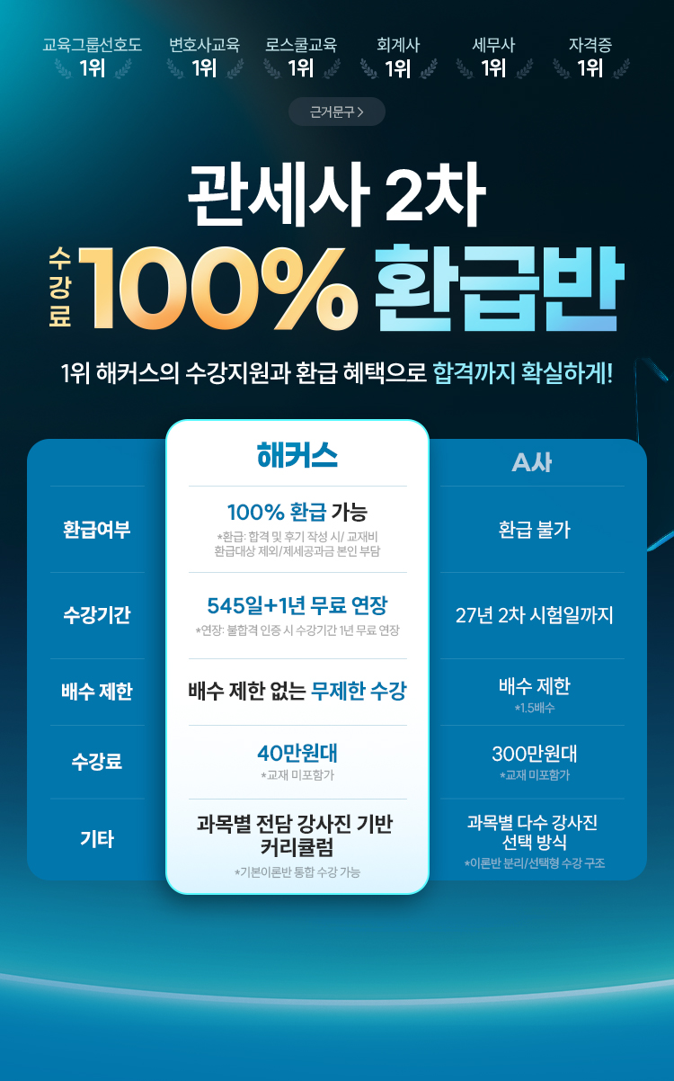 관세사 2차 100% 환급반