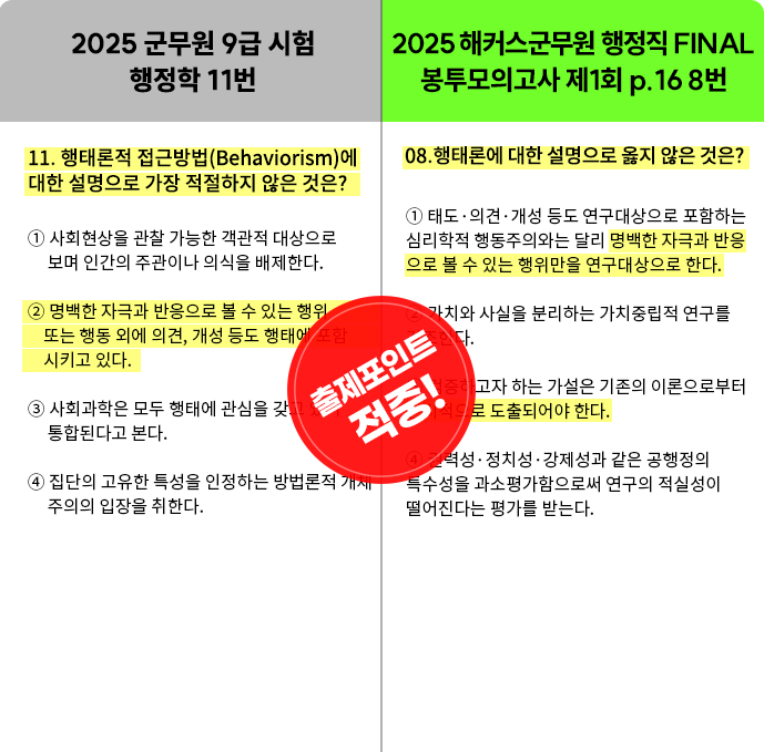 군무원 시험 적중