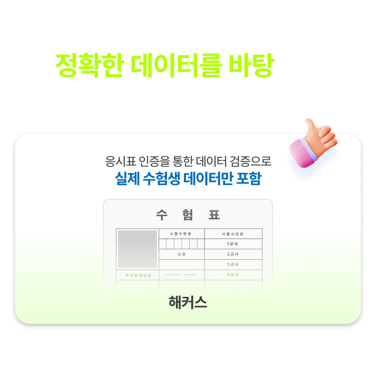 정확한 데이터를 바탕으로 합격을 예측합니다.