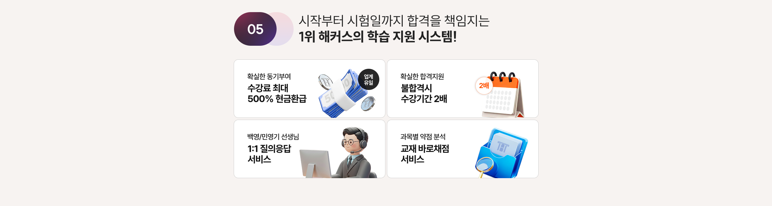 시작부터 시험일까지 합격을 책임지는 1위 해커스의 학습 지원 시스템!