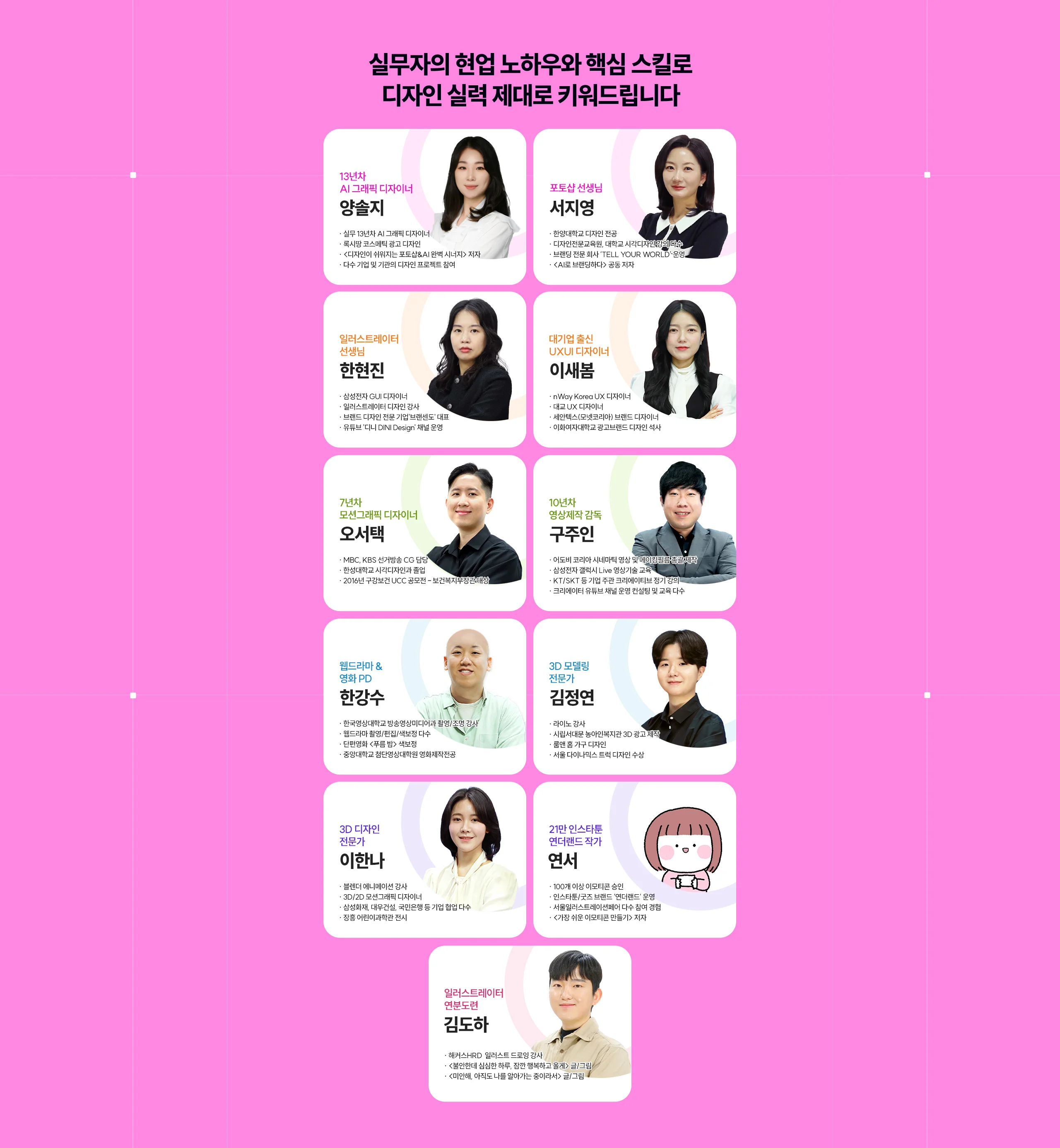 실무자의 현업 노하우와 핵심 스킬로 디자인 실력 제대로 키워드립니다