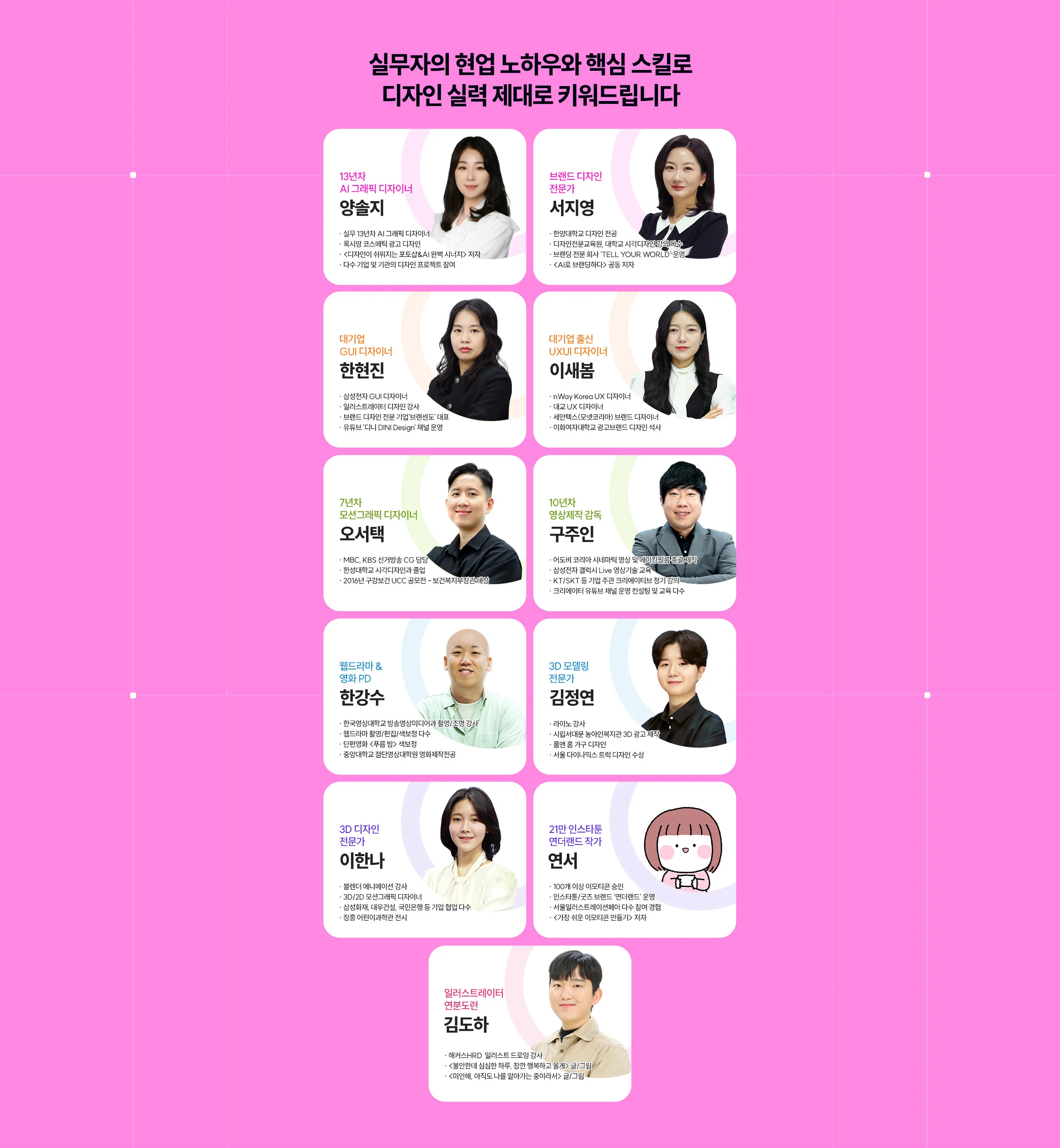 실무자의 현업 노하우와 핵심 스킬로 디자인 실력 제대로 키워드립니다