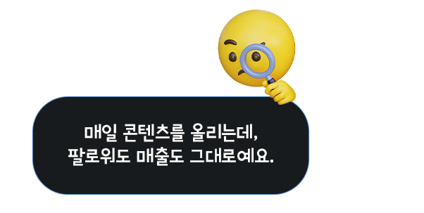 매일 콘텐츠를 올리는데, 팔로워도 매출도 그대로예요