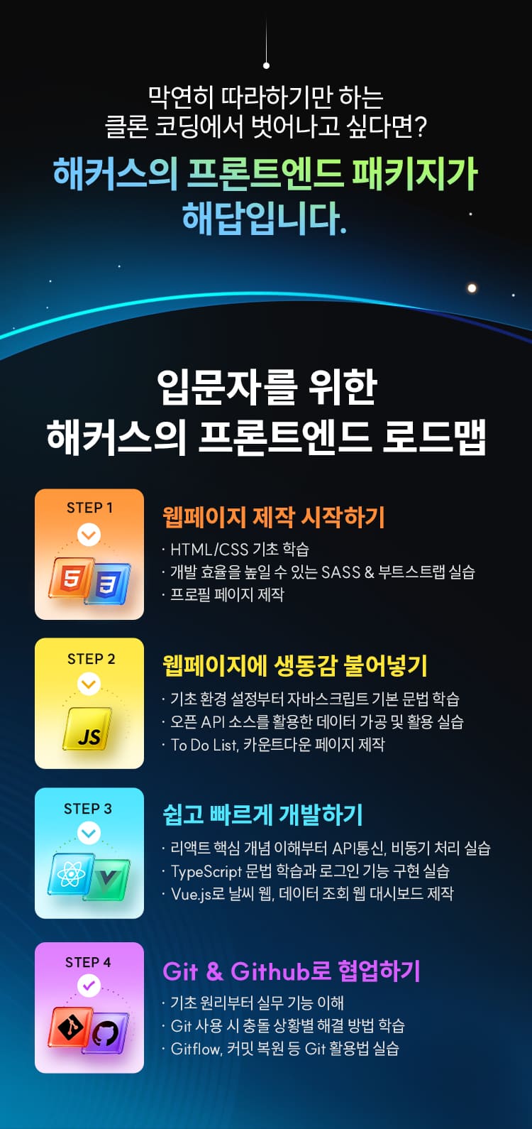 해커스의 프론트엔드 패키지가 해답입니다.