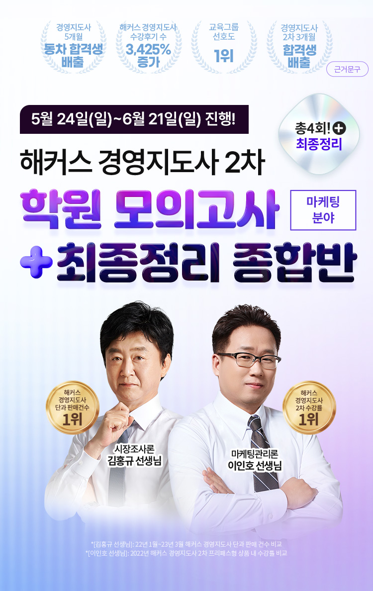 해커스 경영지도사 2차 마케팅분야 모의고사+최종정리 종합반