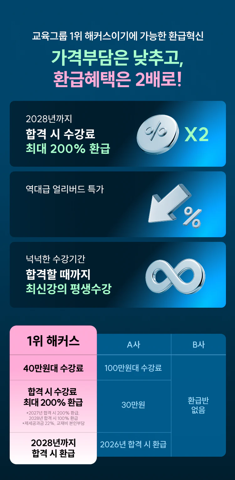 해커스 손해평가사 환급반 페이지
